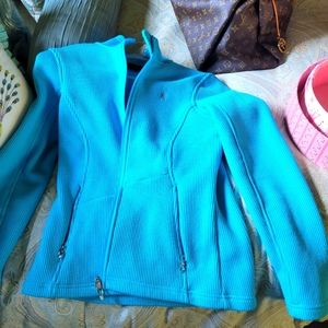 Spyder crewneck zip-up carribean blue jacket